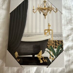 Elegant Black and Gold Bathtub Canvas Art Walk Decor